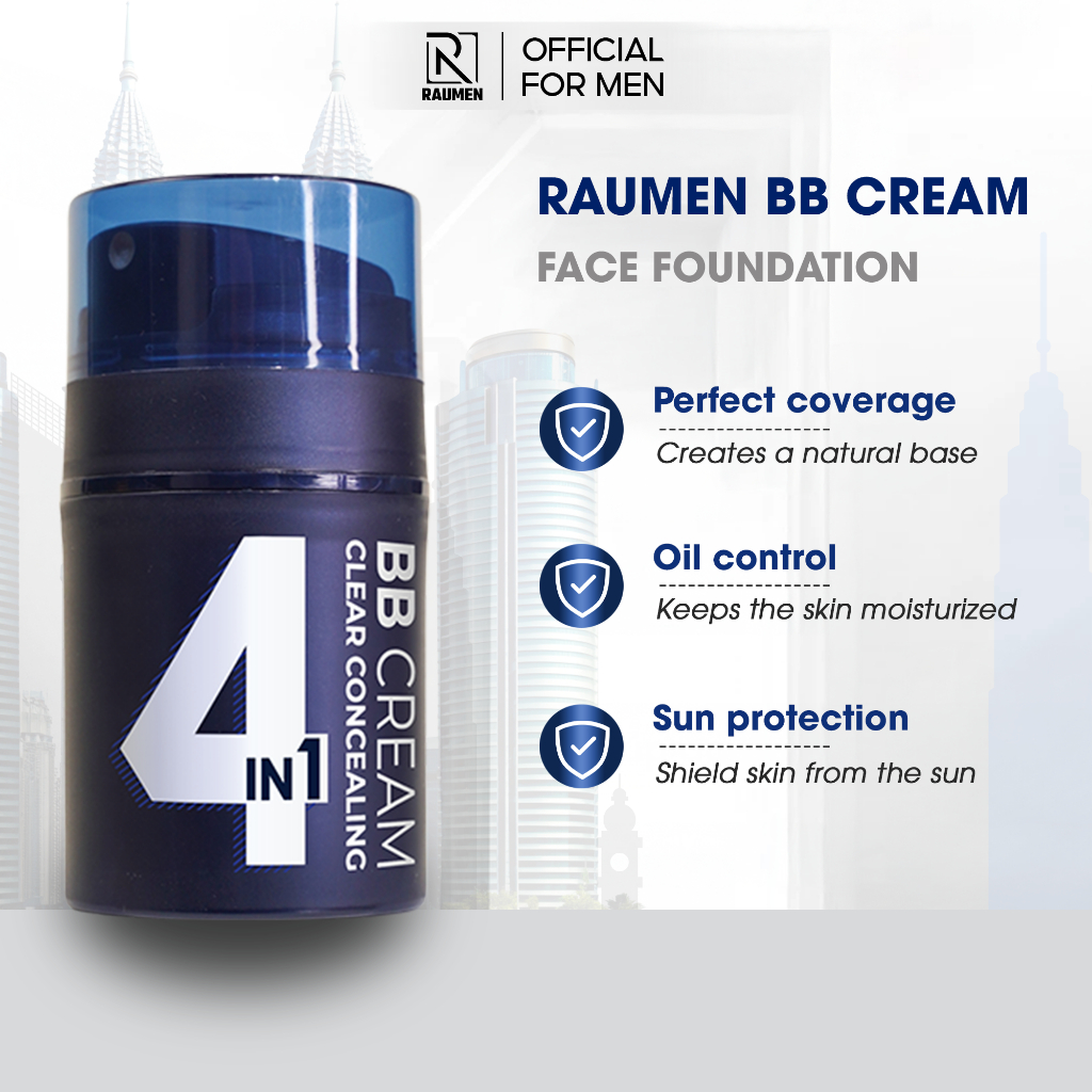 RAUMEN BB Cream For Men Makeup Face Cream Foundation Oil-control ...