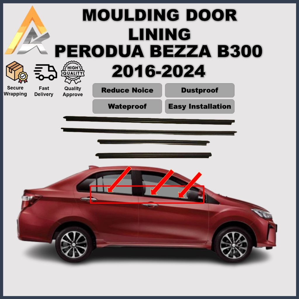 Perodua Bezza B300 2016-2024 Door Moulding Lining Rubber Outer Glass ...