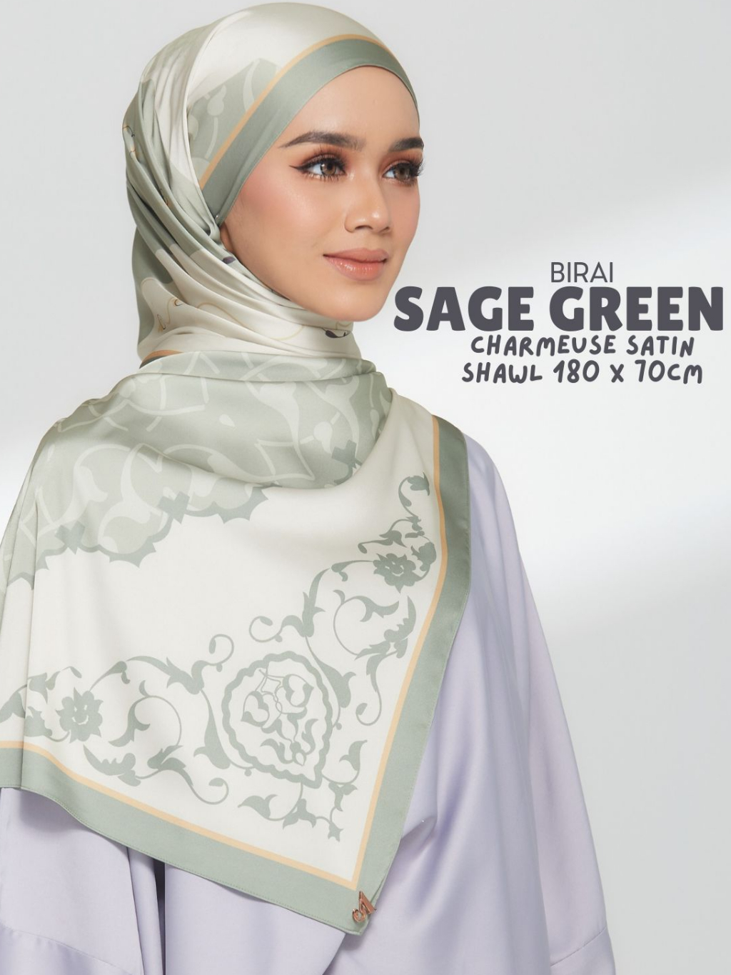 Tudung Shawl Charmeuse Satin Panjang 180 cm Tudung Ayuwan Koleksi Birai ...