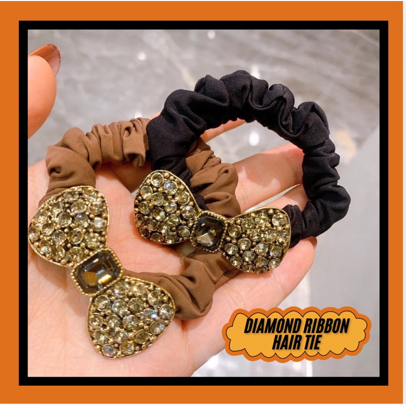 Ready Stock Korean Style Girl Diamond Ribbon Hair Tie Hair Rope Hair ...