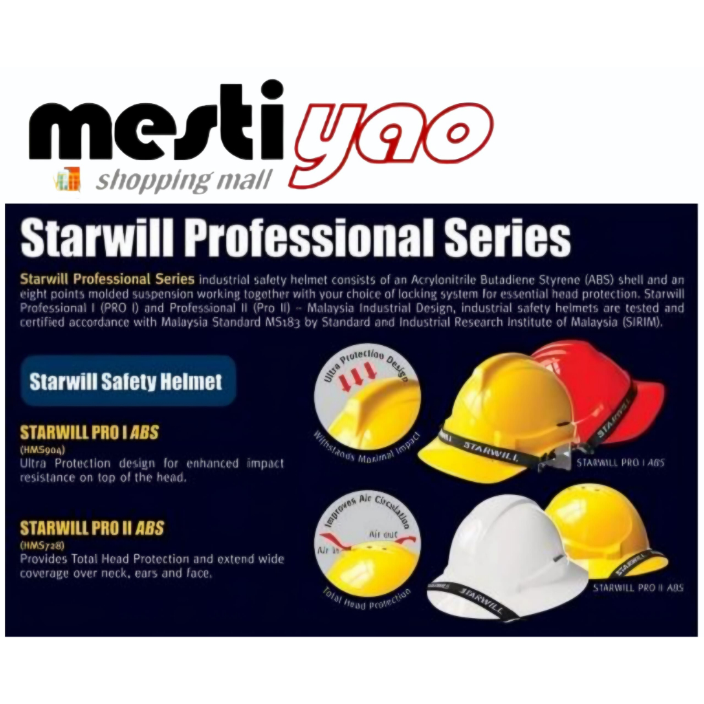 STARWILL SIRIM Approved Safety Helmet/Yellow,White,Blue/Topi ...