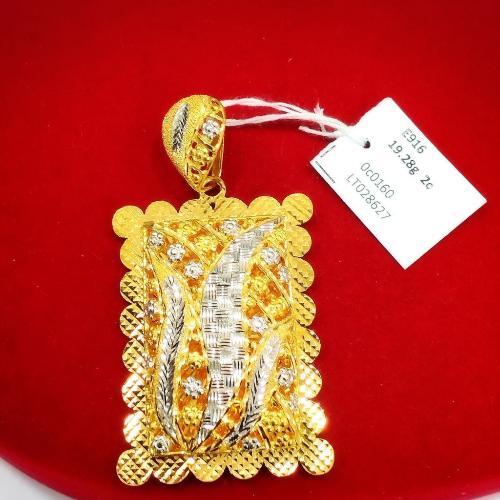 LAELA LOKET PETAK KERAWANG 2c EMAS TULEN 916 GOLD PENDANT | Shopee Malaysia