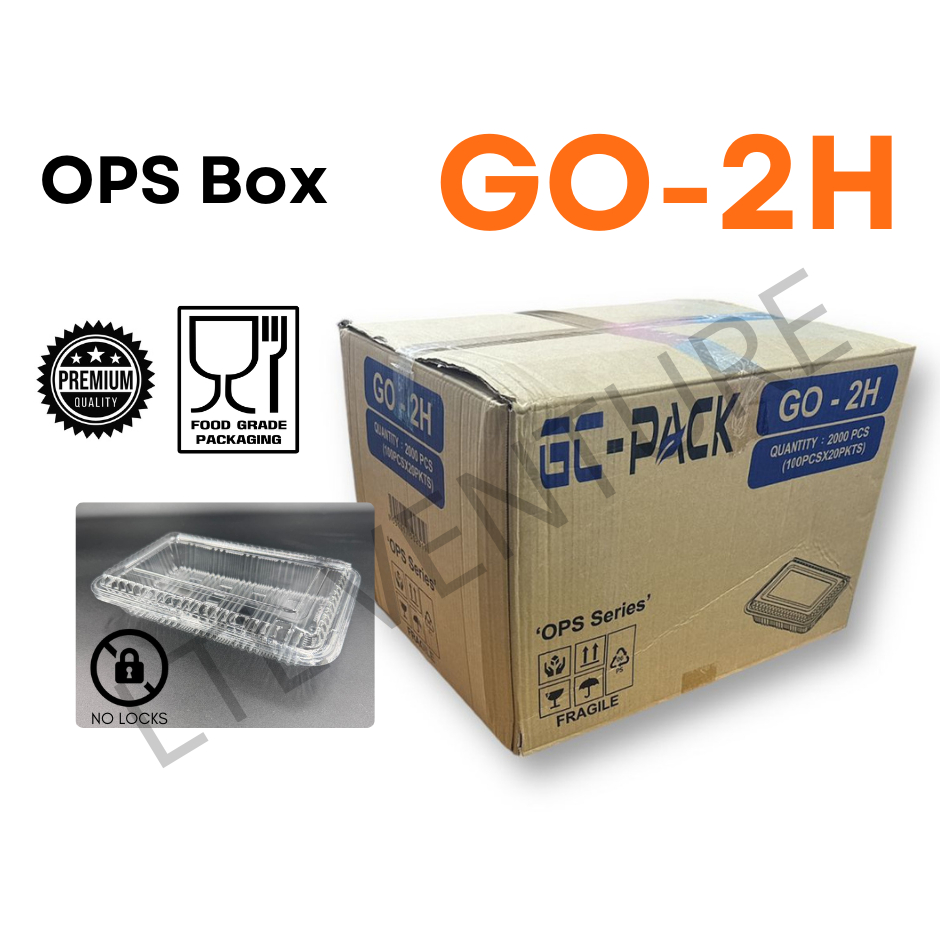 (100Pcs) OPS GO-2H Bakery Box Clear/Transparent GC OPS Kuih Tray/Same ...