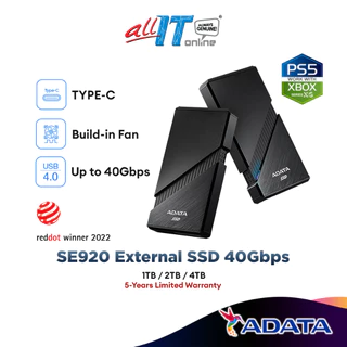 Adata SE920 External SSD Type-C 40Gbps USB4 - (1TB / 2TB / 4TB) compatible with Mac Thunderbolt3/4