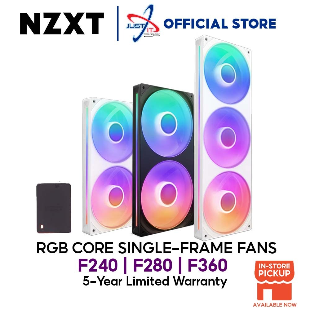 NZXT RGB Core Single-Frame Fans - Black/White F240/F280/F360/F420 ...