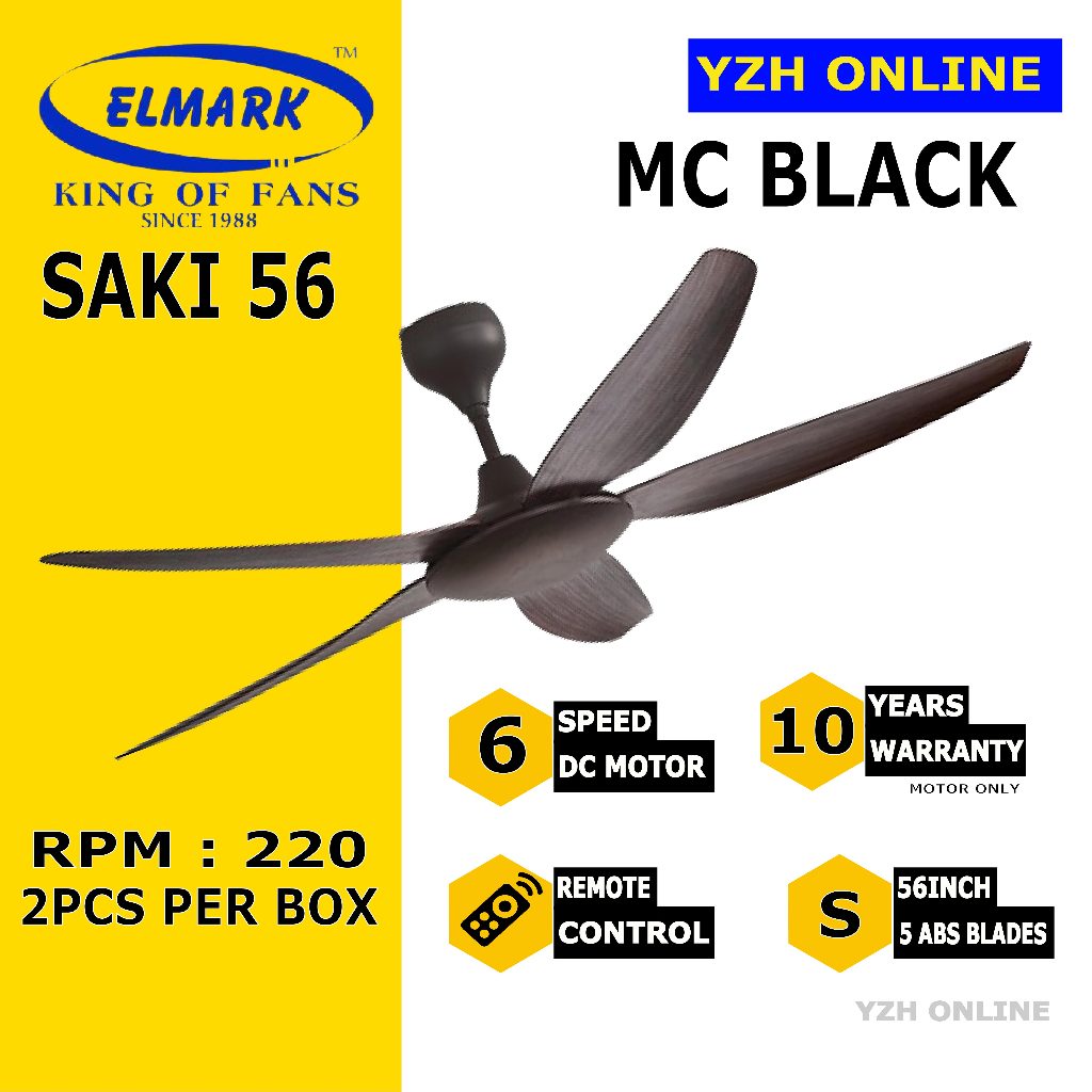 Elmark Ceiling Fan 56" Saki Colour MC , DC Motor Warranty 10 Years ...