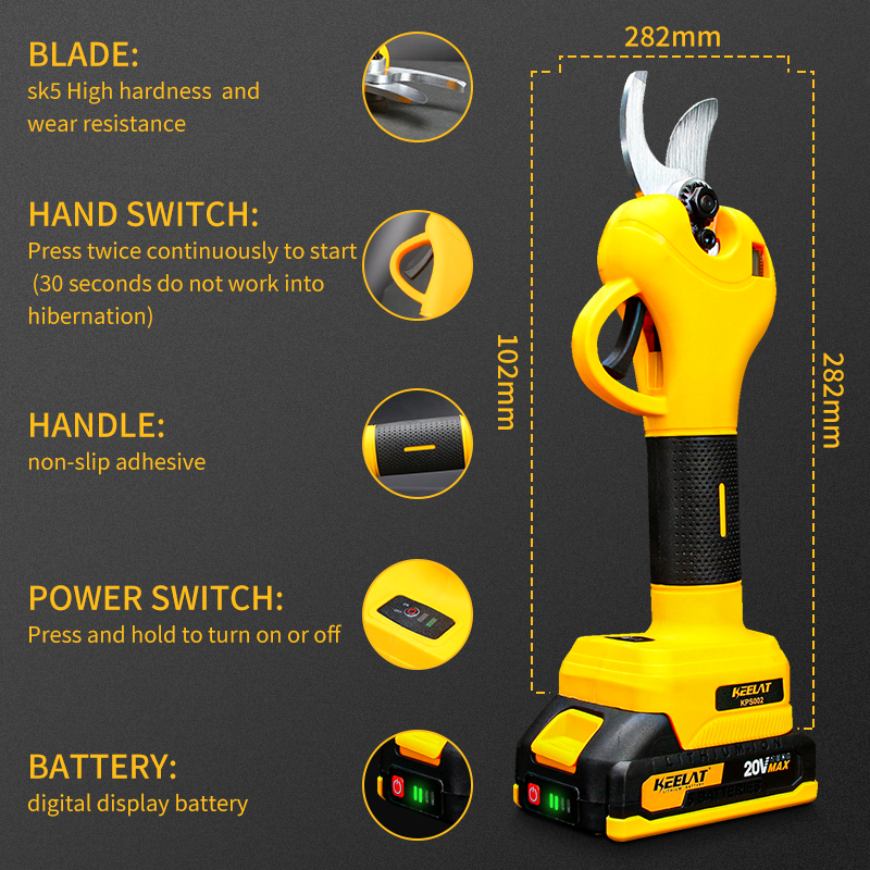 KEELAT KPS002 40mm Brushless LED Pruning Shears Electric Pruner ...