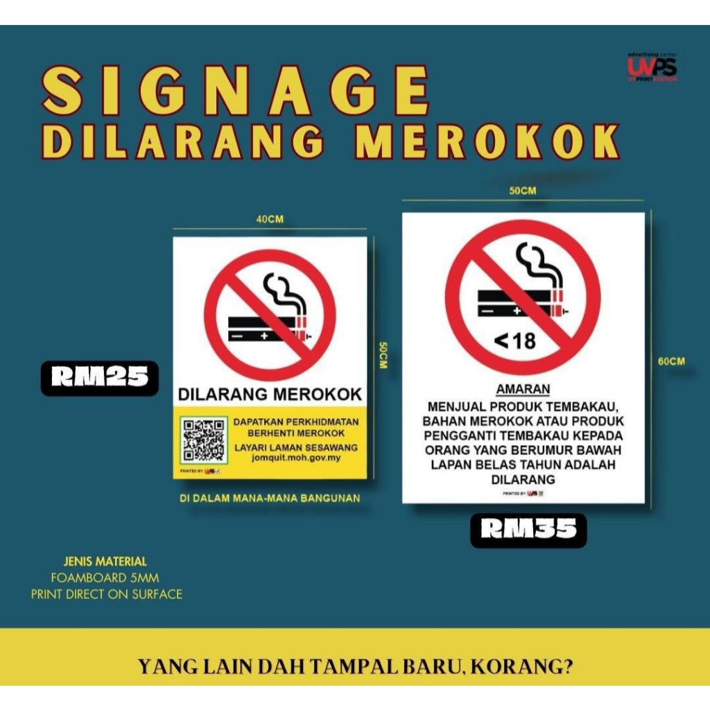 [LATEST 2025] Indoor No Smoking Sign/Papan Tanda Dilarang Merokok (Spec ...