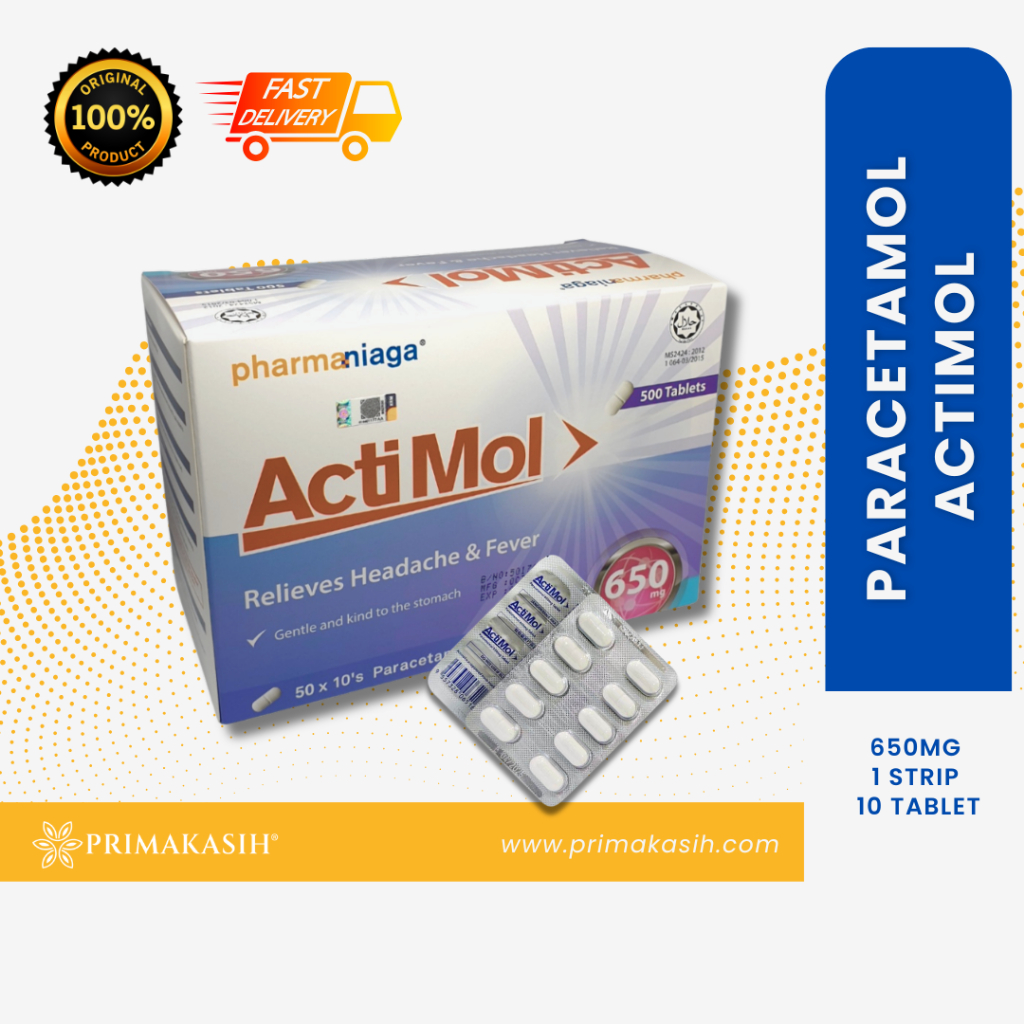 PARACETAMOL-ACTIMOL 650MG 1 BOX 100 TABLET (UBAT DEMAM DEWASA) EXPIRY 3 ...