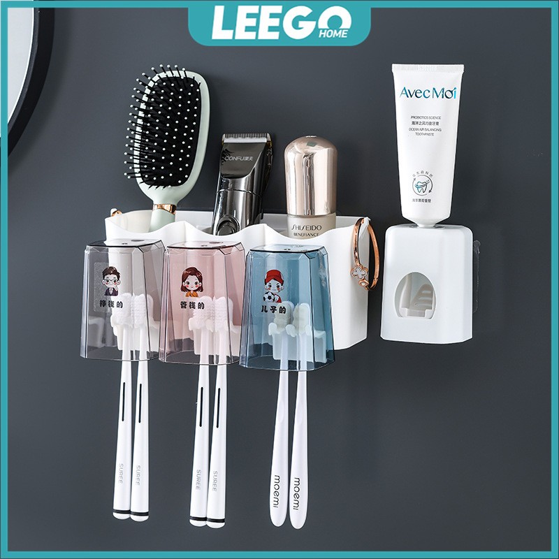 Leego Toothbrush Holder Bathroom Wall Mounted No Drill Rak Berus Gigi ...