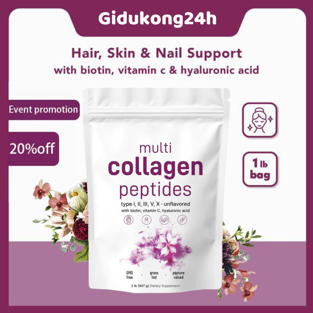 Multi Collagen Peptides Powder, 2 Pounds – Type I,II,III,V,X with ...