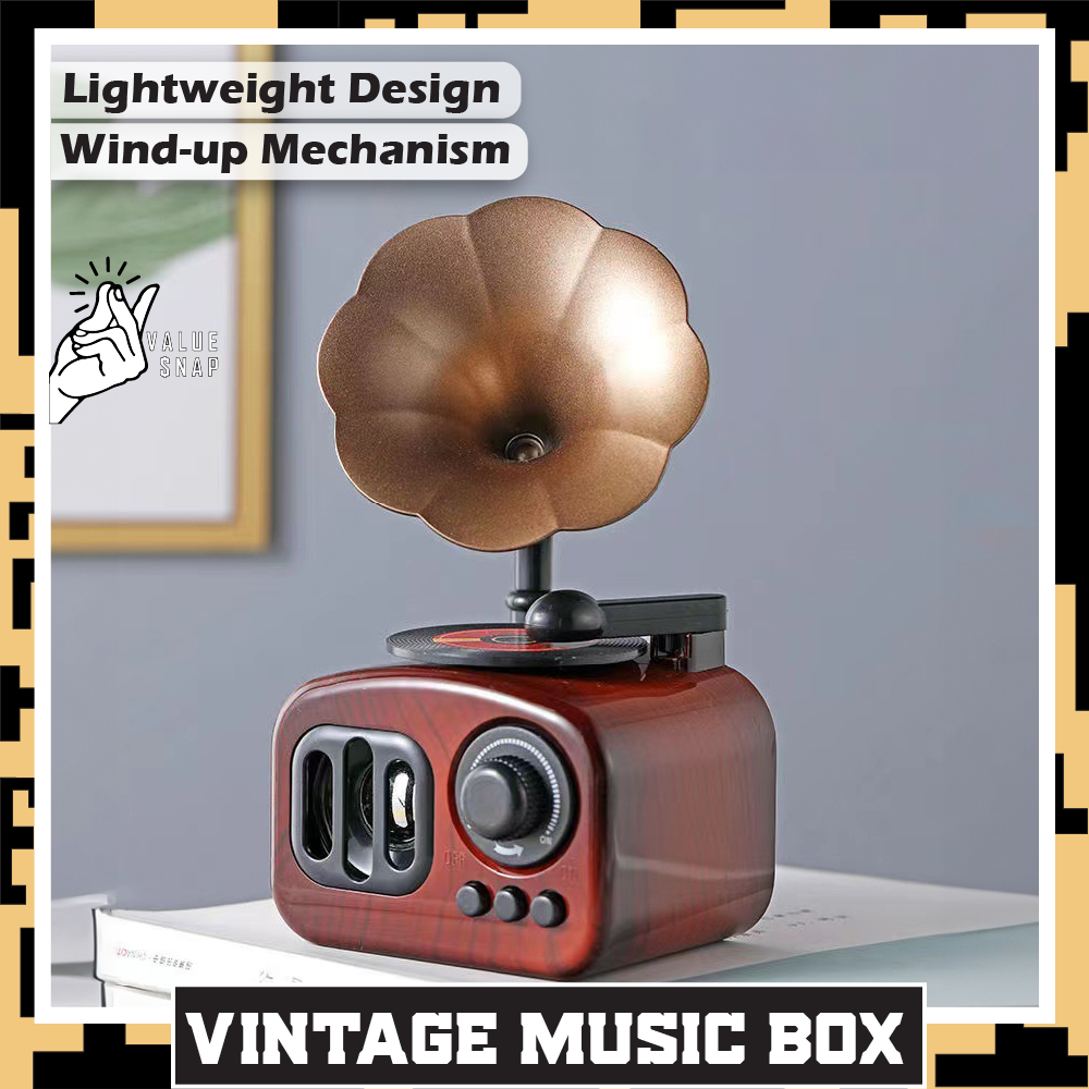Retro Vintage Music Box Kotak Muzik Comel Home Decoration Turntables ...
