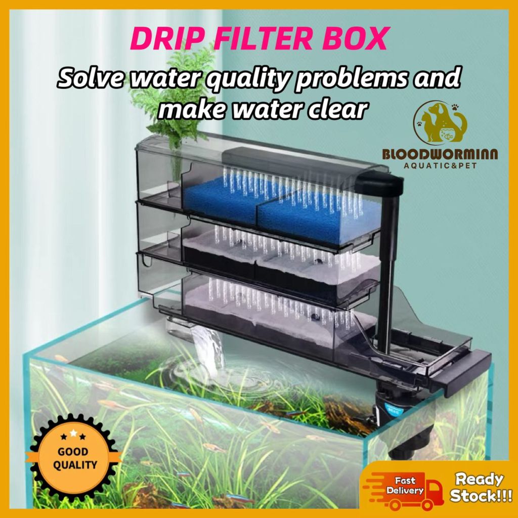 Jeneca 3 stage Aquarium Top Filter/Drip Box Trickle Box Water Pump With ...
