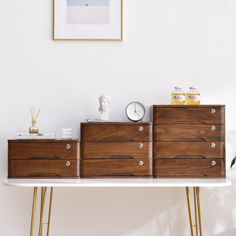 Solid Wood Desktop Storage Box Drawer-Type Multi-Layer Desk Storage ...