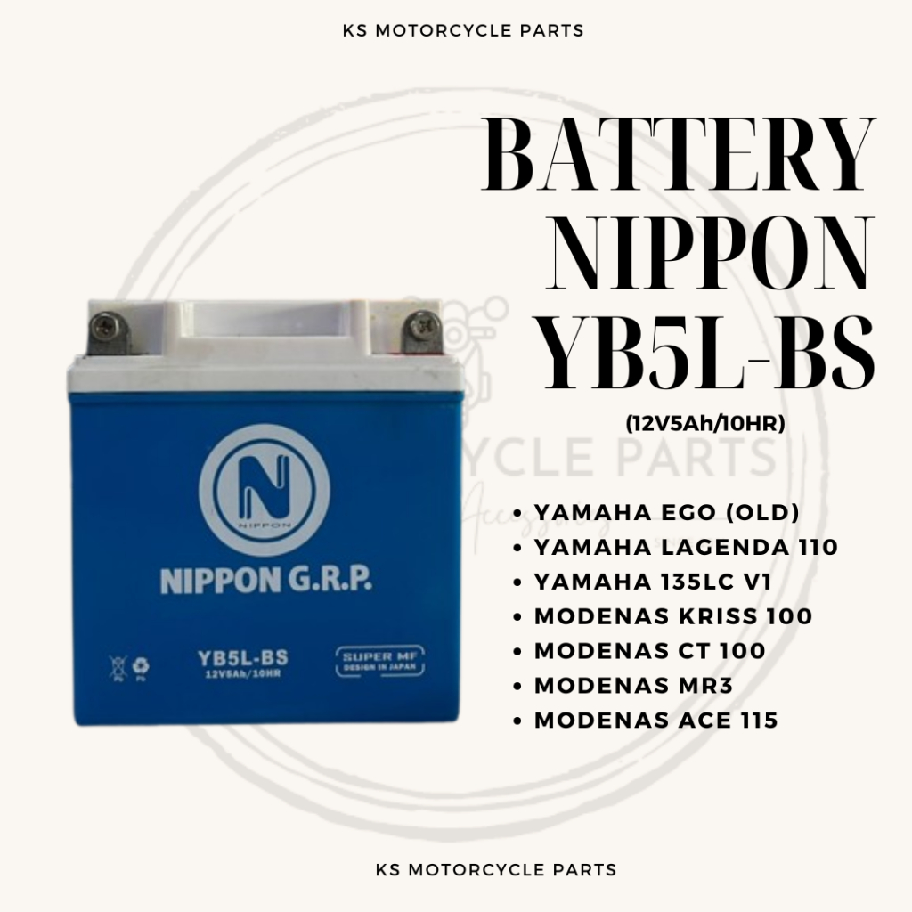 [ New Stock ]Battery Nippon YB5L-BS（12V5Ah/10HR）EGO/SRL110/135LC V1 ...