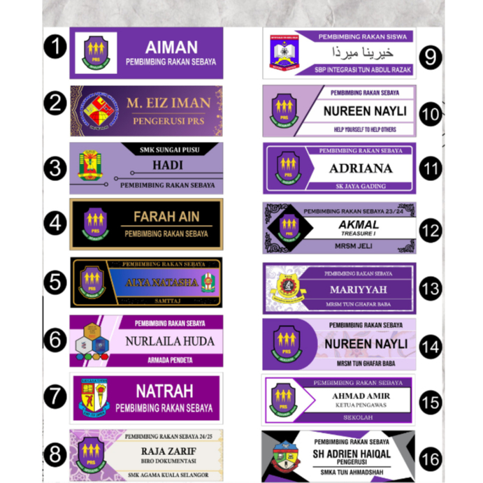 NAMETAG ARCYLIC PEMBIMBING RAKAN SEBAYA PRS | Shopee Malaysia