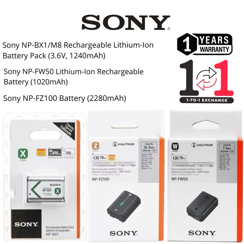 SONY NP-FZ100 BATTERY (2280MAH) SONY NP-FW50 BATTERY (1020MAH) SONY NP ...
