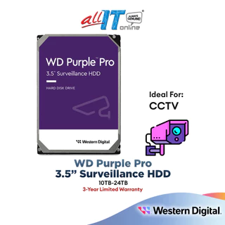 WD Purple Pro Smart Video Hard Drive 3.5" Surveillance HDD For CCTV AI Video Analytic (10TB / 12TB)