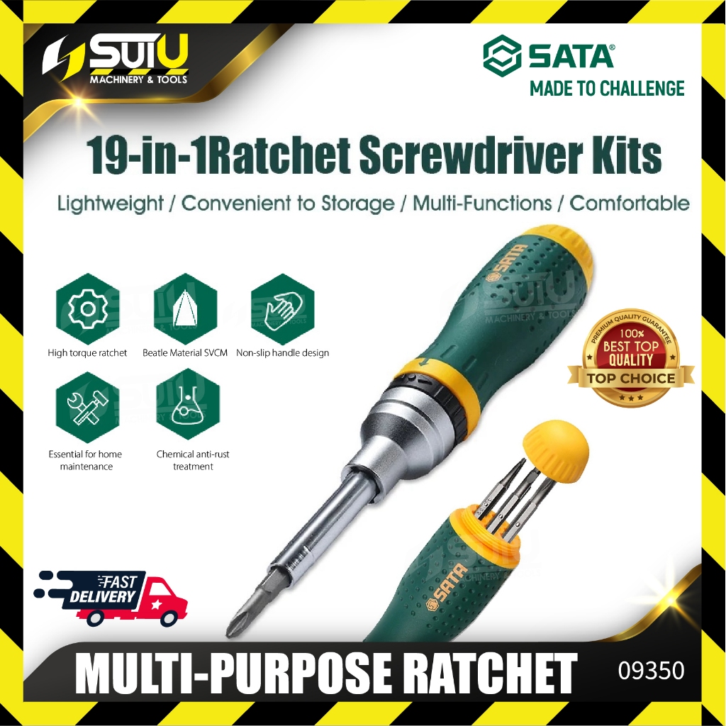 SATA 09350 19-in-1Ratchet Screwdriver Kits Multi-Purpose Ratchet ...