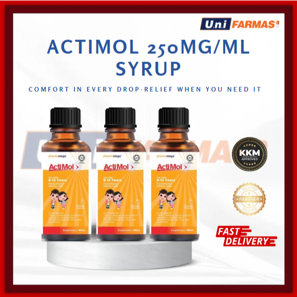 ACTIMOL 250MG/5ML SYRUP PARACETAMOL FOR KIDS ORANGE FLAVOUR[FOR FEVER ...