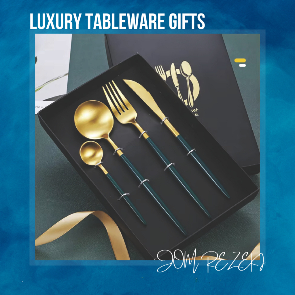 JOM 4 in1 Premium Gold Cutlery Set 304 Stainless Steel Dinnerware ...