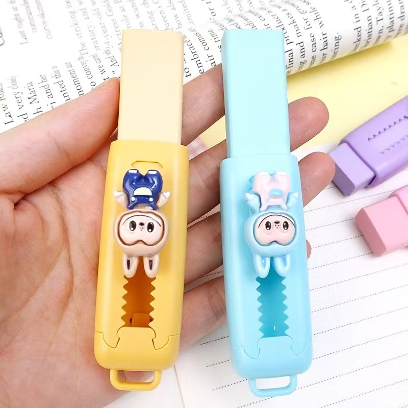 Cute cartoon labubu Push-Pull Eraser Retractable non-tox Eraser for ...