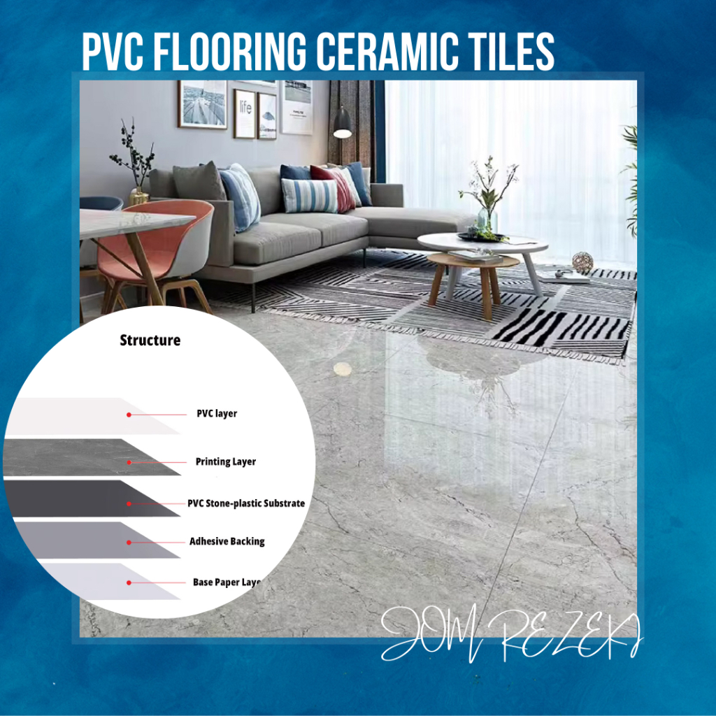 JOM Premium 30cm x 30cm Self Adhesive Marble Waterproof Marble SPC ...