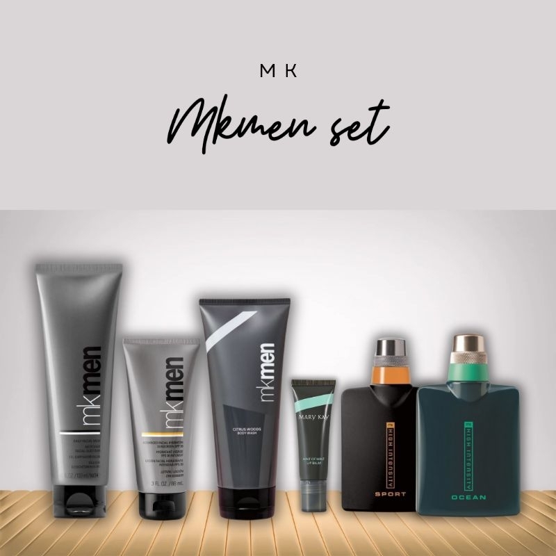 Mkmen set facial wash moisturizer body wash lipbalm cologne fragrance ...