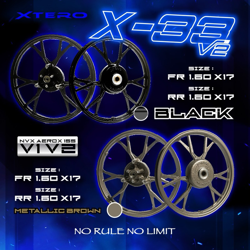 XTERO RIMS NVX 155 BLACK BROWN 17 INCH RIM SPORT RIM YAMAHA NVX155 ...