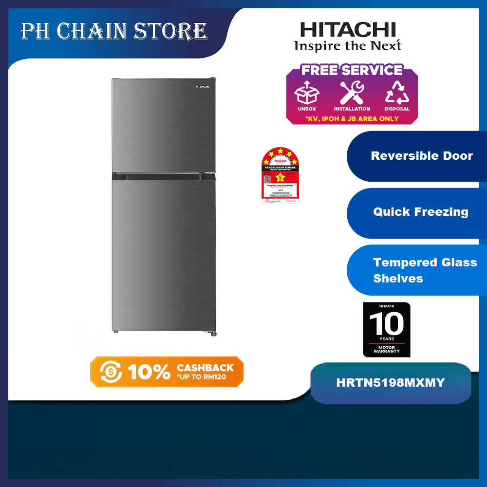 HITACHI HRTN5198MXMY 181L 2 DOORS INVERTER FRIDGE / REFRIGERATOR ...