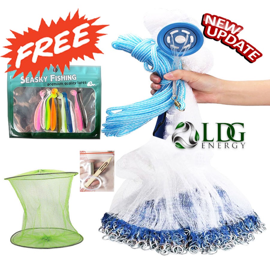 3/8inch (1cm) Mesh - THAI KOP-Free Style PRAWN + FISHING Cast Net ...