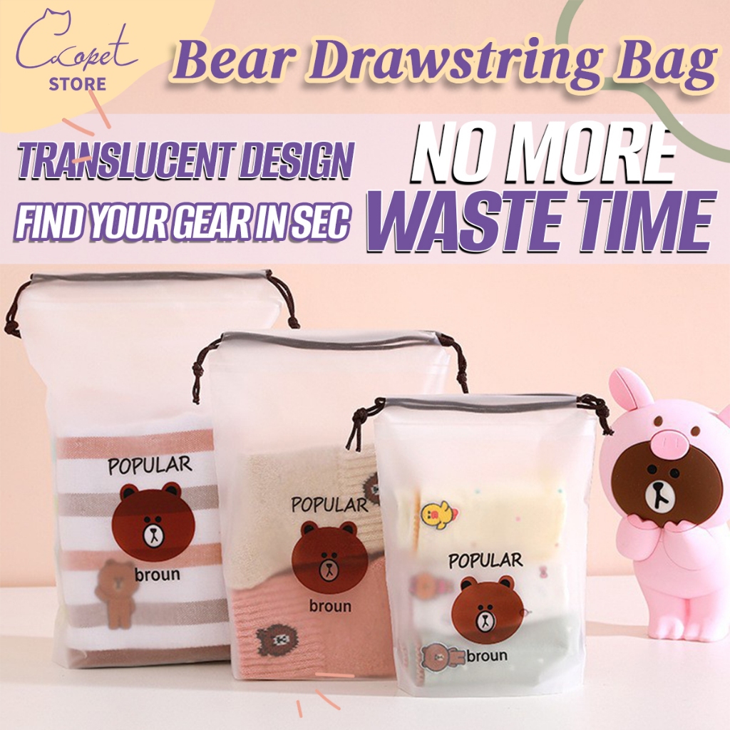 Cute Cartoon Drawstring Storage Bag Waterproof Bundle Gift Organizer ...