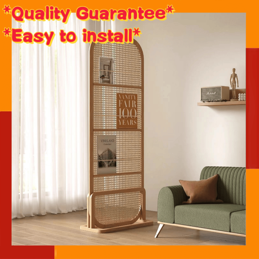 Rattan rack partition screen living room decoration storage rack ...