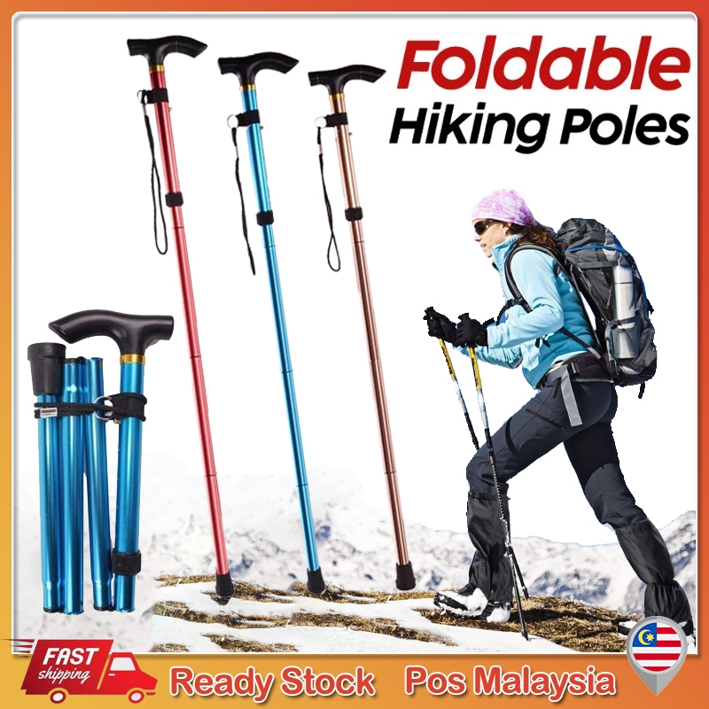 Outdoor Walking Stick Foldable Trekking Poles Walking Sticks Anti Shock ...