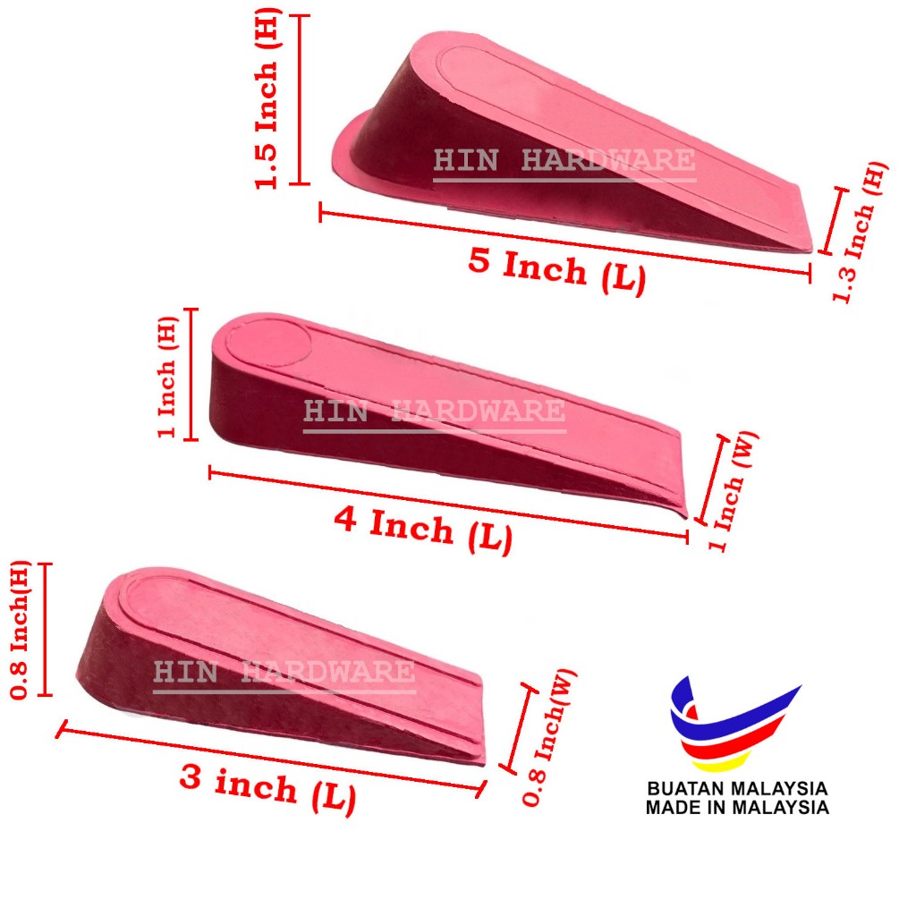 HIN Red Rubber Door Wedge Stopper / Rubber Door Wedge / Getah Pintu ...