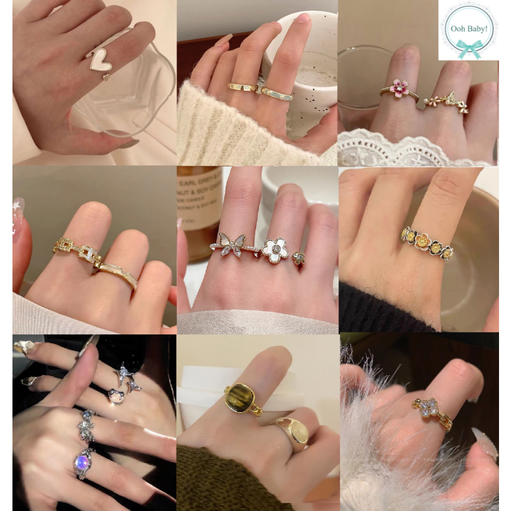 Ring Ins Fashionable Exquisite Adjustable Gold Silver Rings/ Cincin ...