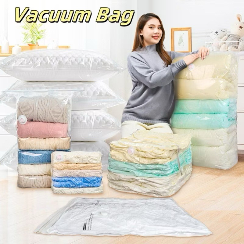 STORAGE VACUUM BAG REUSABLE JACKET QUILT COTTON CLOTH HAND PUMP VAKUM ...