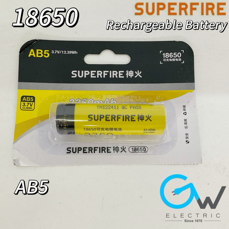 SUPERFIRE AB5 18650 3350mAh Li-ion Battery & Battery Charger 3.7V/4.2V ...