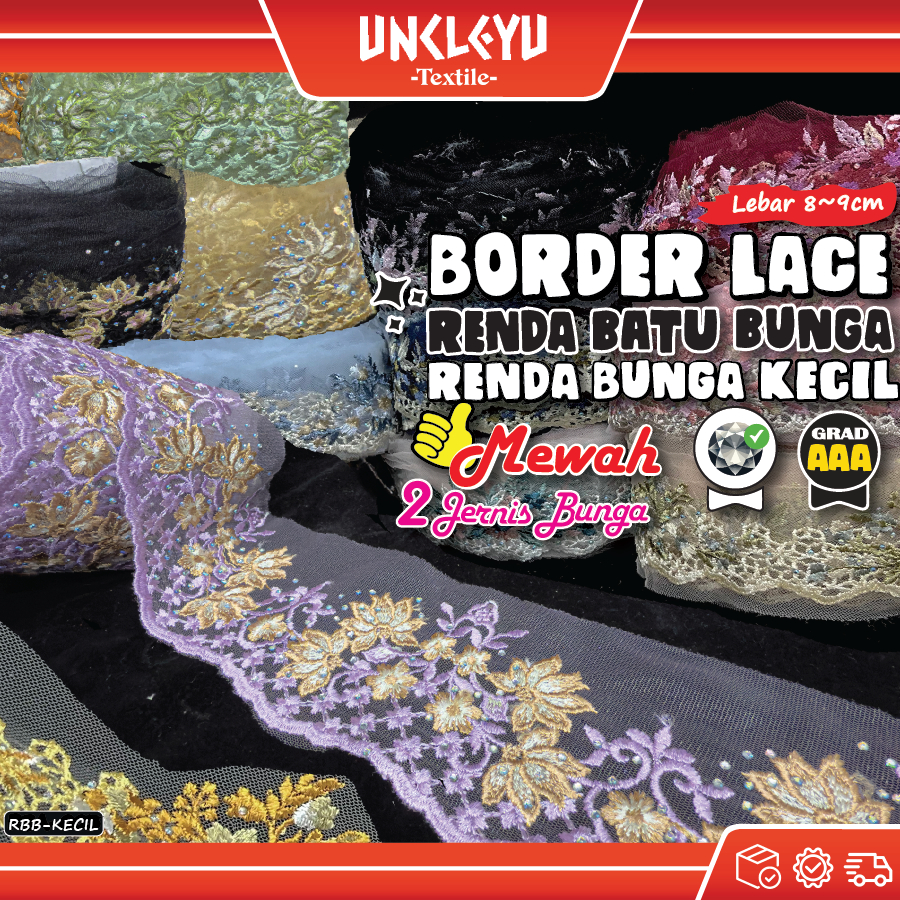 Renda Border Baju Lace Batu Kilat/Batu Renda Corak Bunga Kecil Series ...