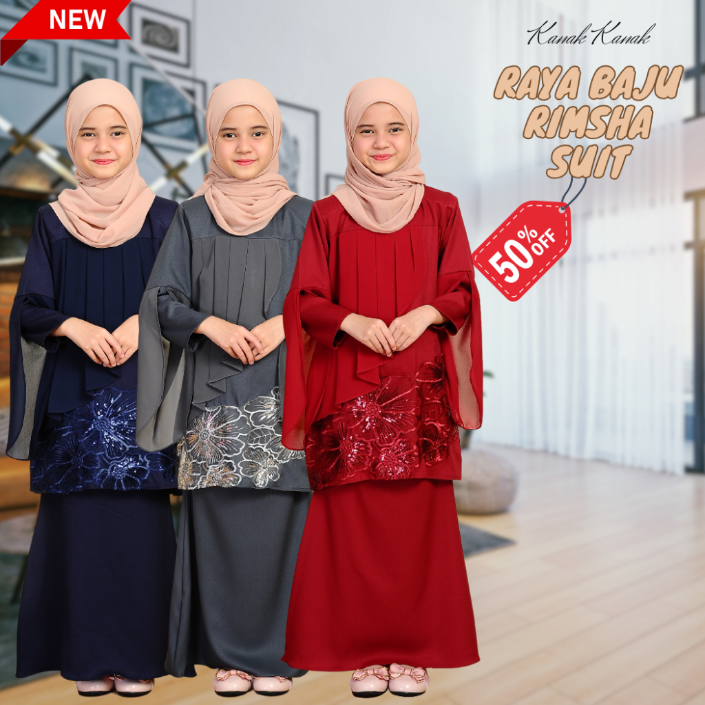 New Arrival Raya Baju Rimsha Suit For Kids dengan Blouse dan Skirt ...