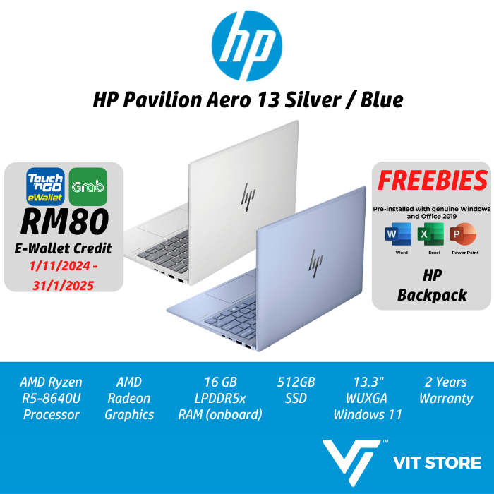 Komputer Riba HP Pavilion Aero 13-bg0035AU Perak A46SXPA / Biru Ryzen ...