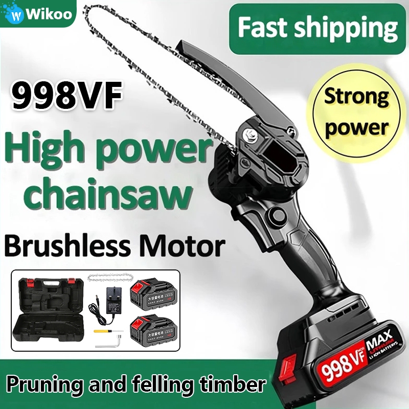 998VF 6”Inch Electric Cordless Chainsaw Mini Portable Pruning Saw Wood ...