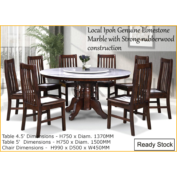 🇲🇾Merdeka Sale🎇 Kendie 4.5 / 5 ft Genuine Limestone Marble Top Round ...