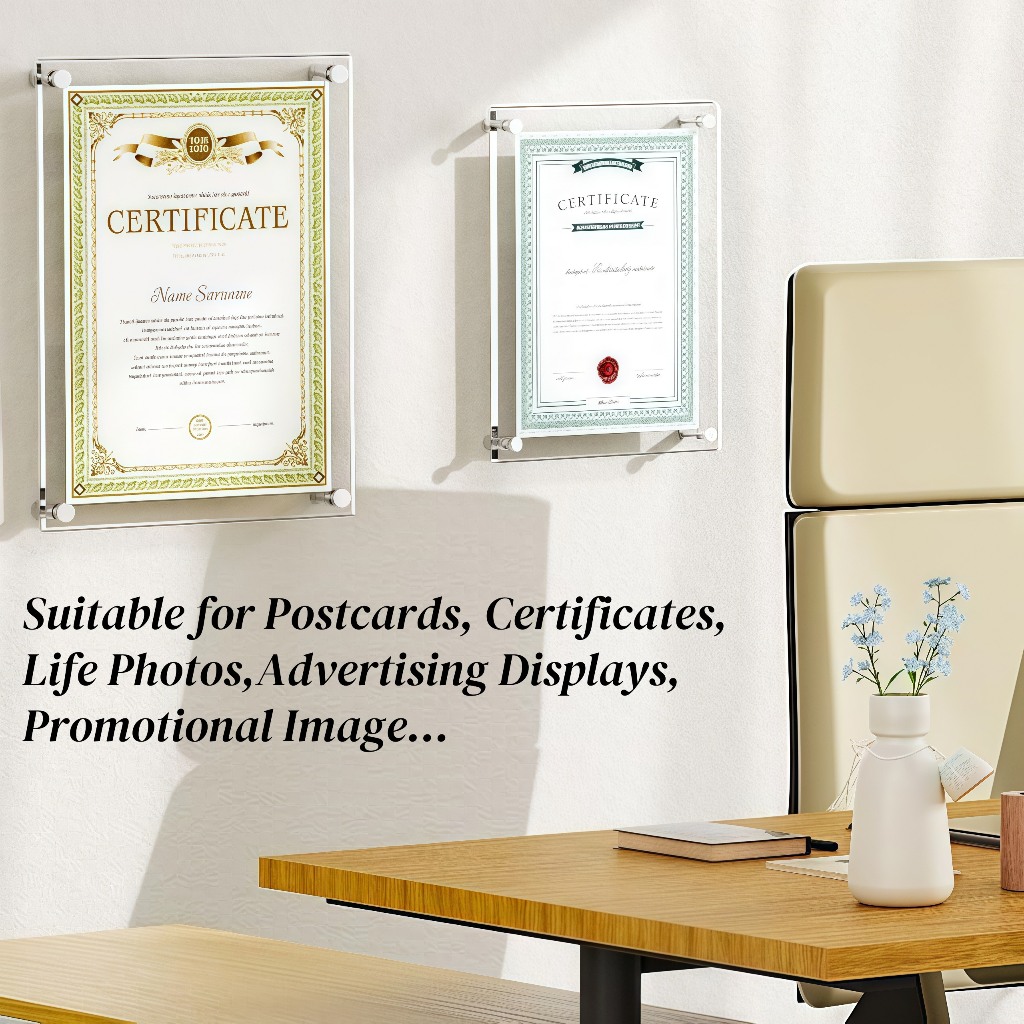 A2 A3 A4 Frameless Floating Acrylic Photo Frame Plastic Certificate ...