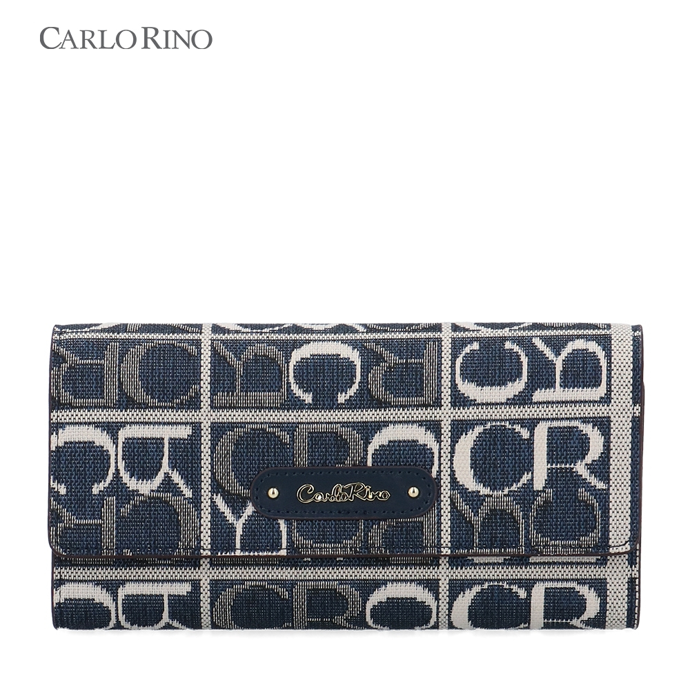 Carlo Rino Carlo GEO Jacquard Long 3-Fold Wallet - Dark Blue | Shopee ...