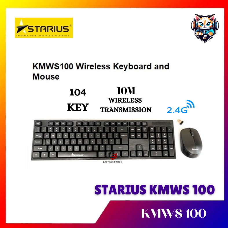 Starius KMWS100 /KMWS5200 2.4G Wireless Keyboard and Mouse /104 Keys ...
