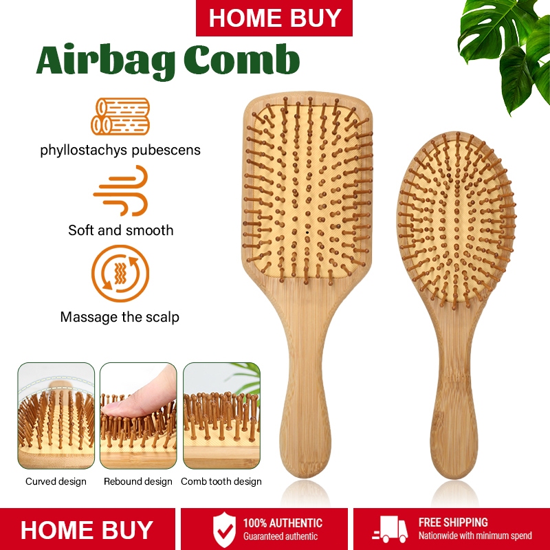 Natural Wooden Comb Bamboo Airbag Massage Hair Brush Combs Anti-Static ...