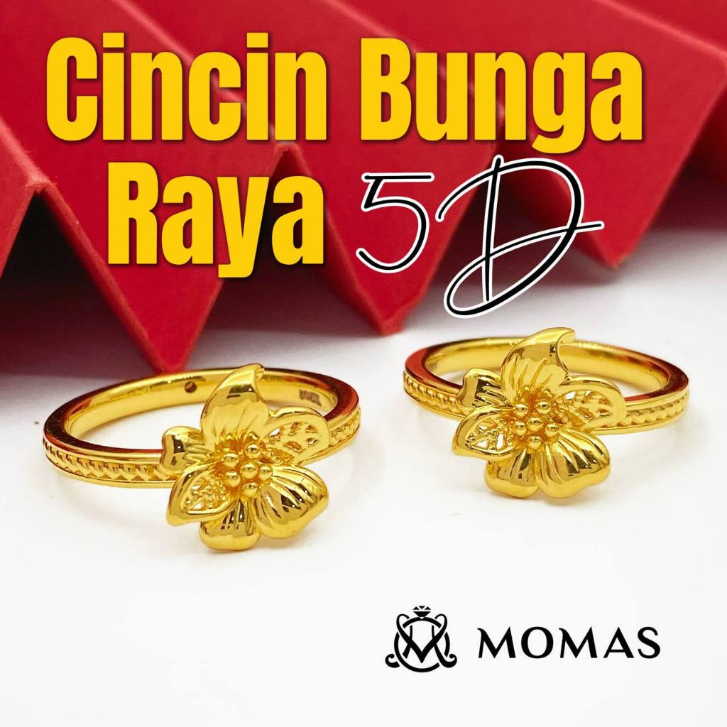 Cincin Bunga Raya 5D Emas 916 Original Cincin Emas 916 Tulen Cincin ...