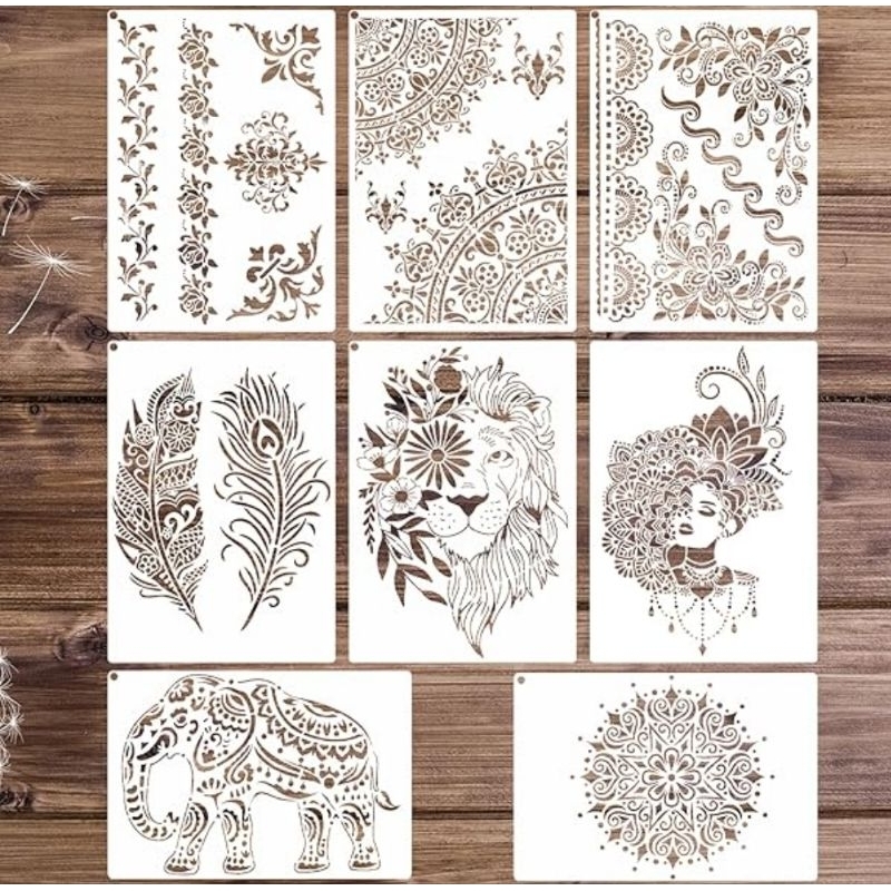 T38. (14 DESIGNS) A4 MANDALA TEMPLATE STENCIL RULER DRAWING JOURNAL ...
