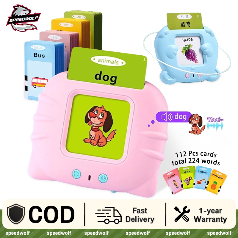 Flash Card Reader Kids Toys Smart English Chinese Speaker Double Sided ...